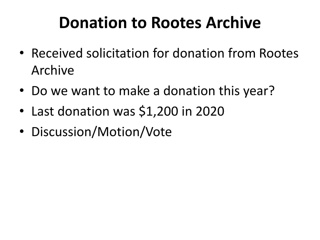 donation to rootes archive