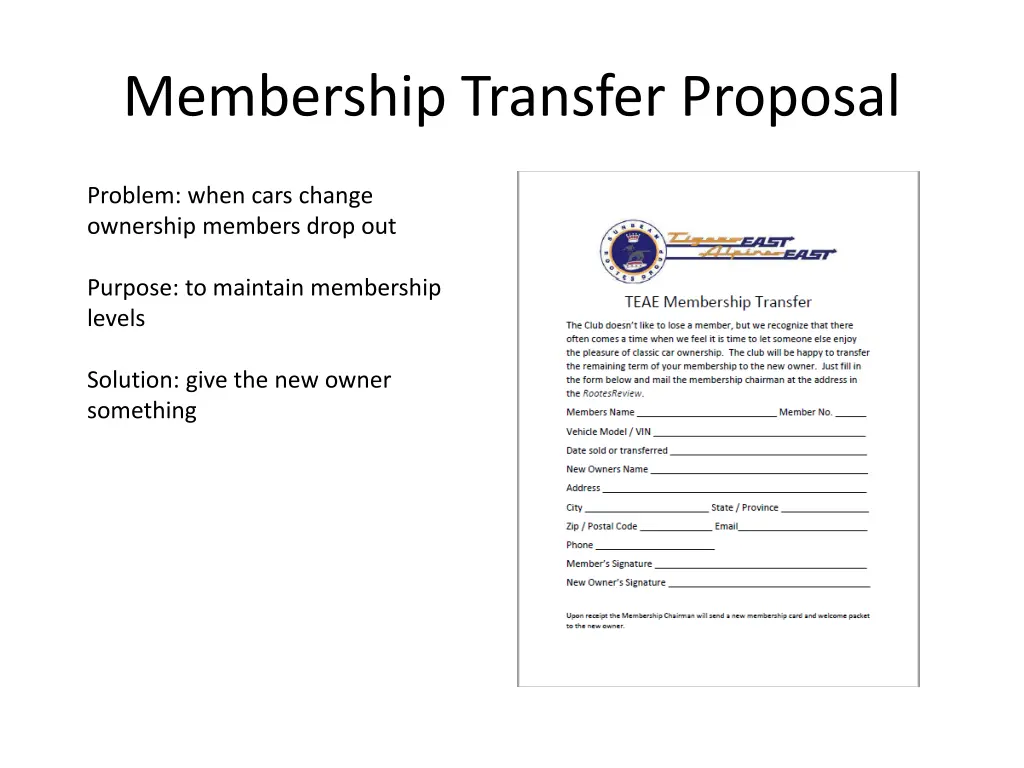 membership transfer proposal