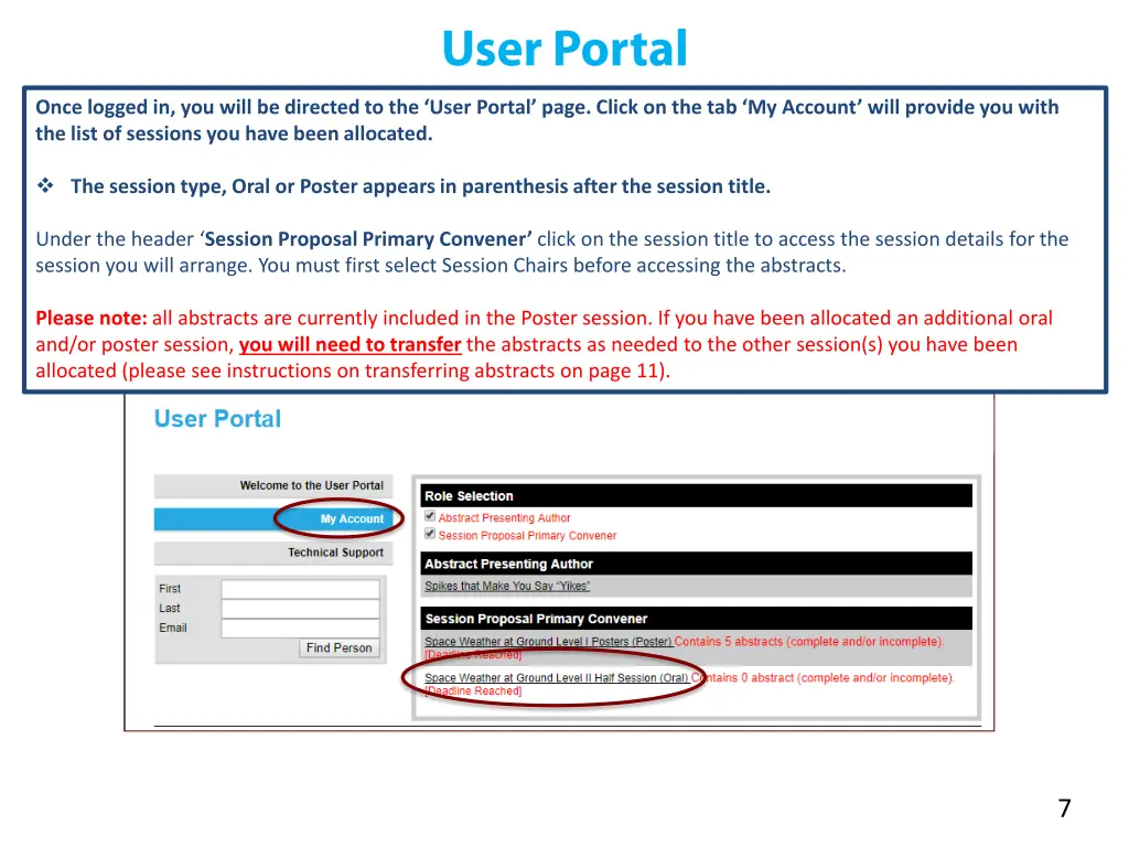 once logged in you will be directed to the user