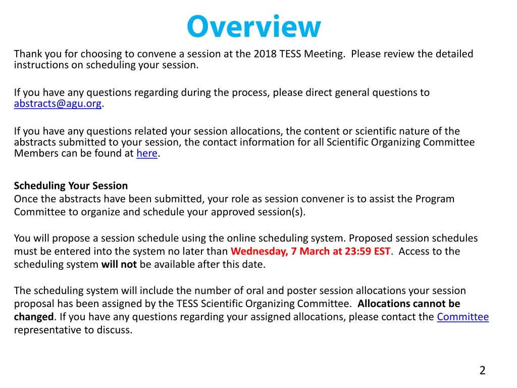 thank you for choosing to convene a session