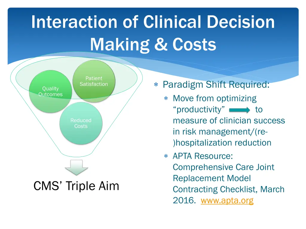 interaction of clinical decision making costs