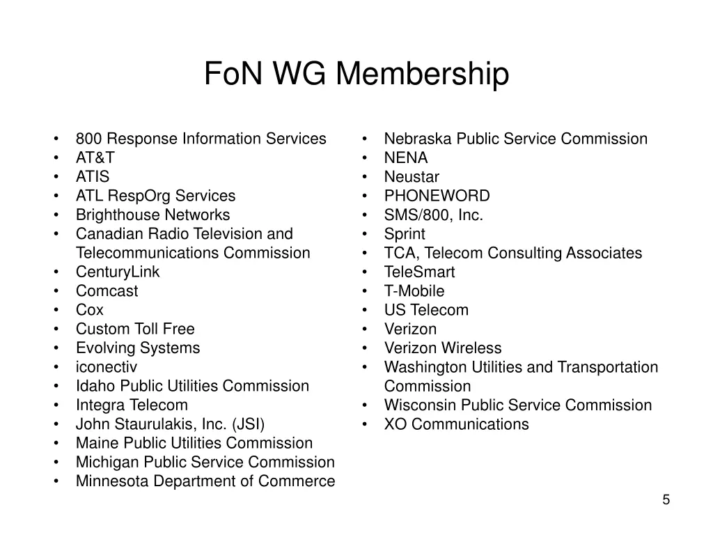 fon wg membership