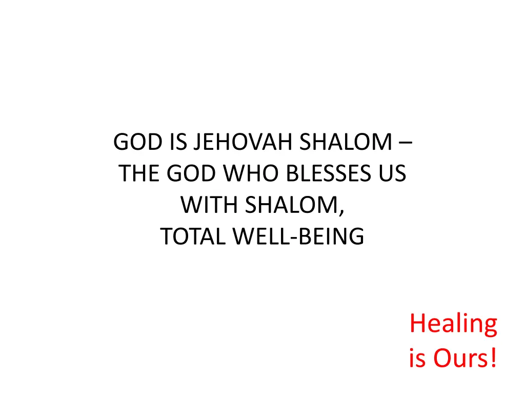god is jehovah shalom the god who blesses us with