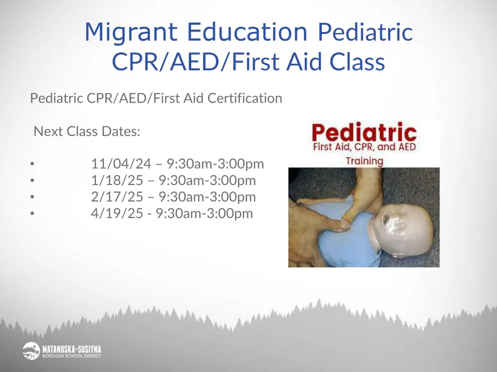 migrant education pediatric cpr aed first