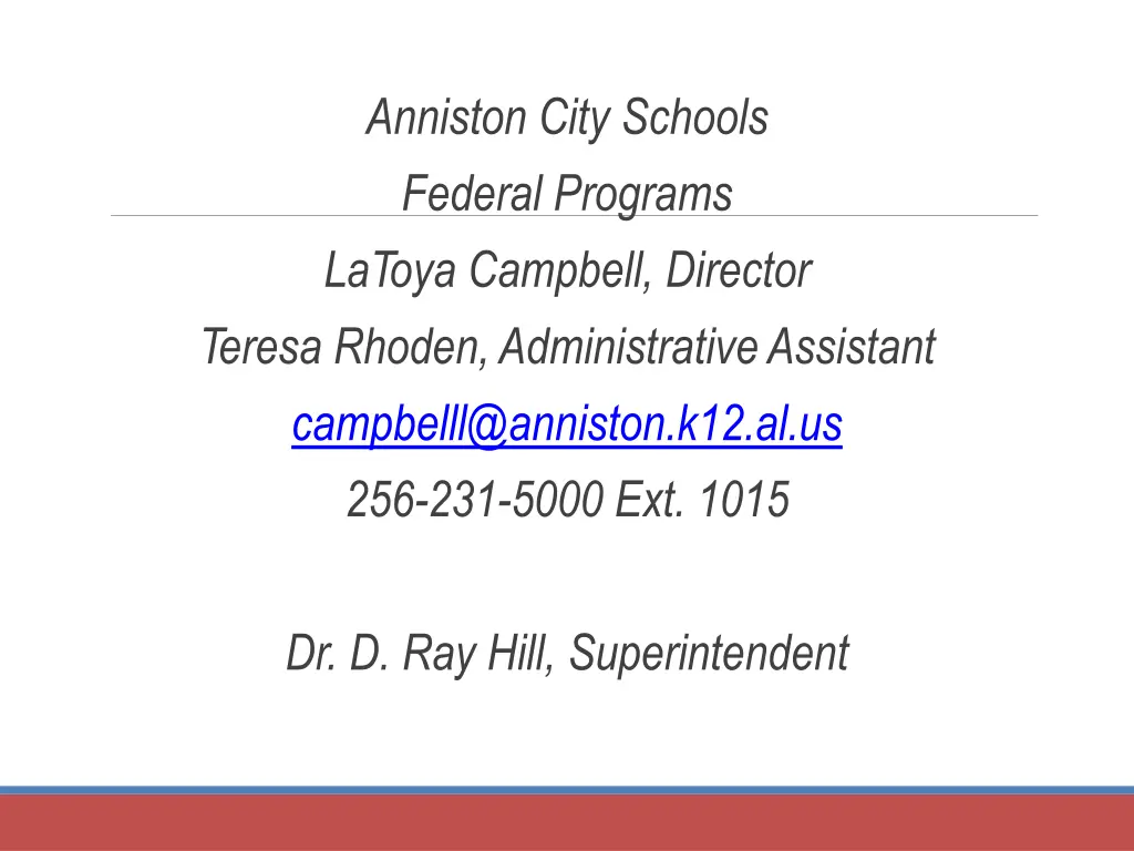 anniston city schools federal programs latoya