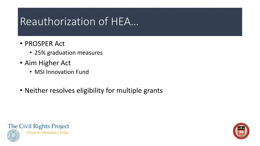 reauthorization of hea