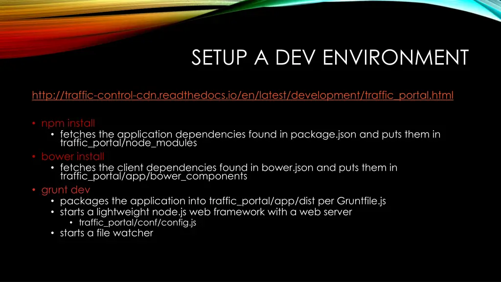 setup a dev environment
