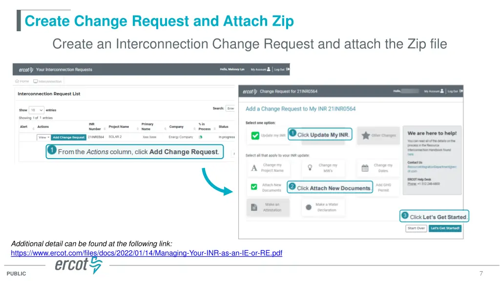 create change request and attach zip create