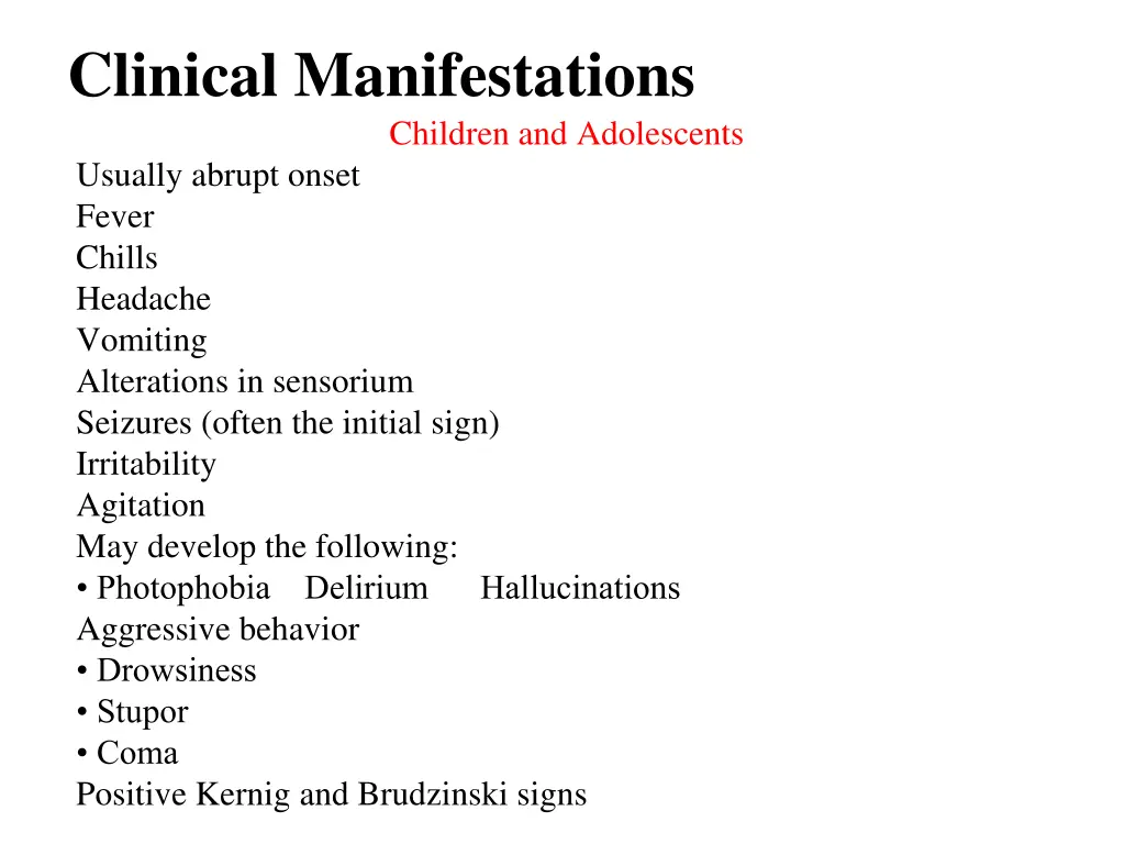 clinical manifestations