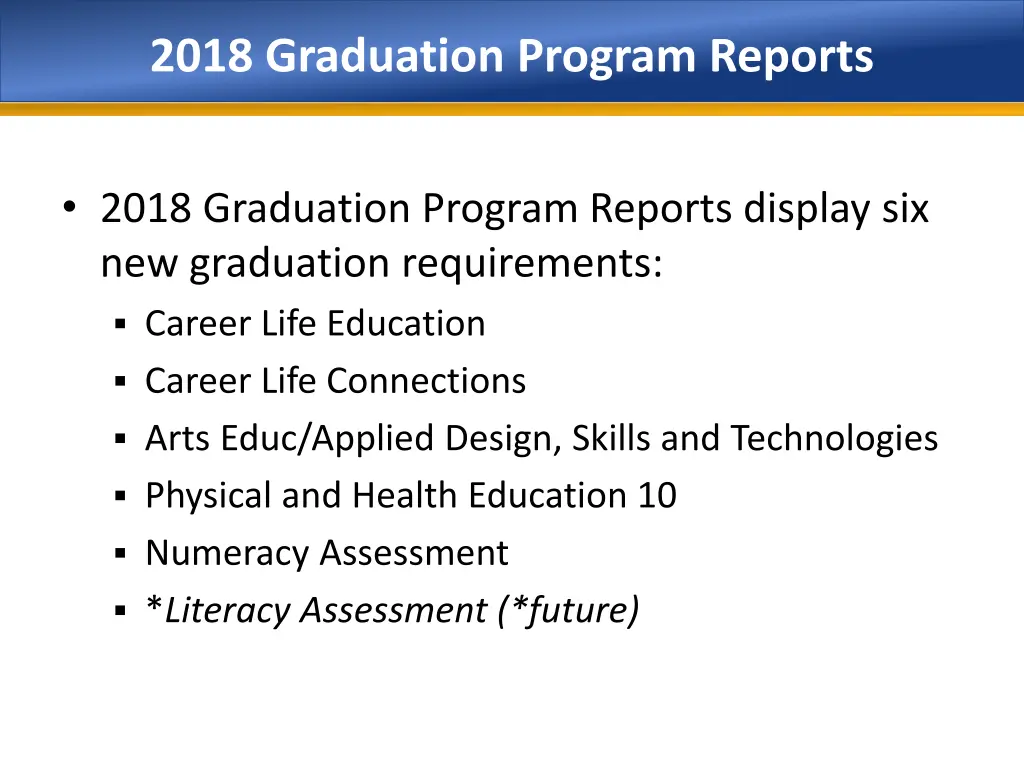 2018 graduation program reports