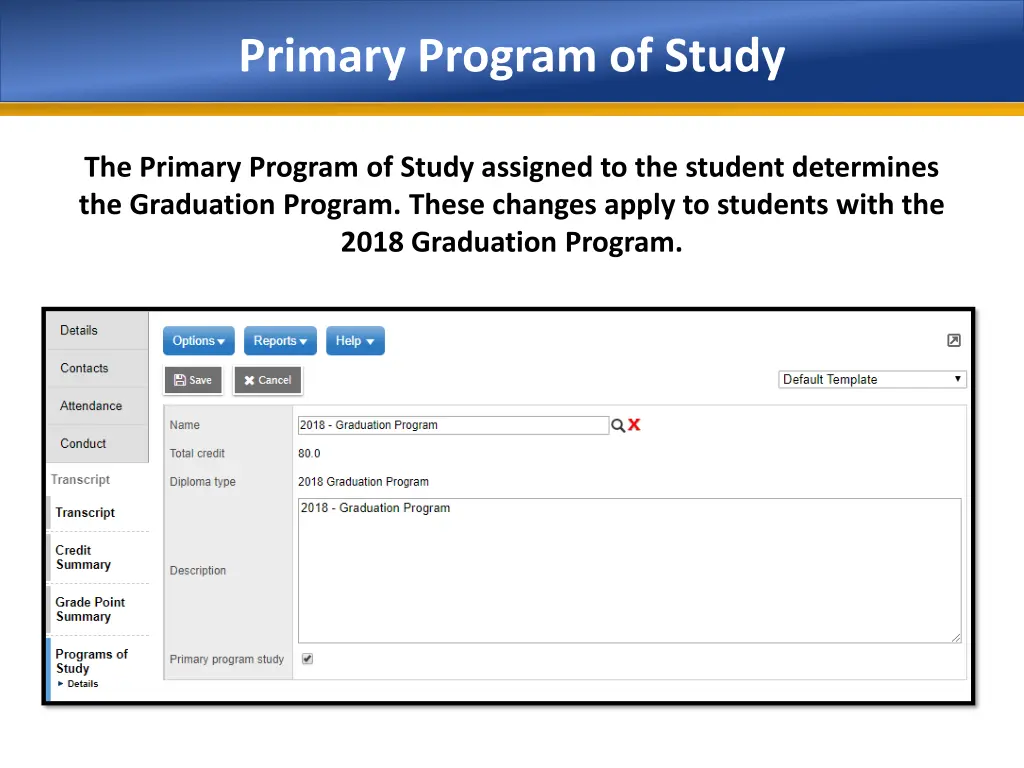 primary program of study