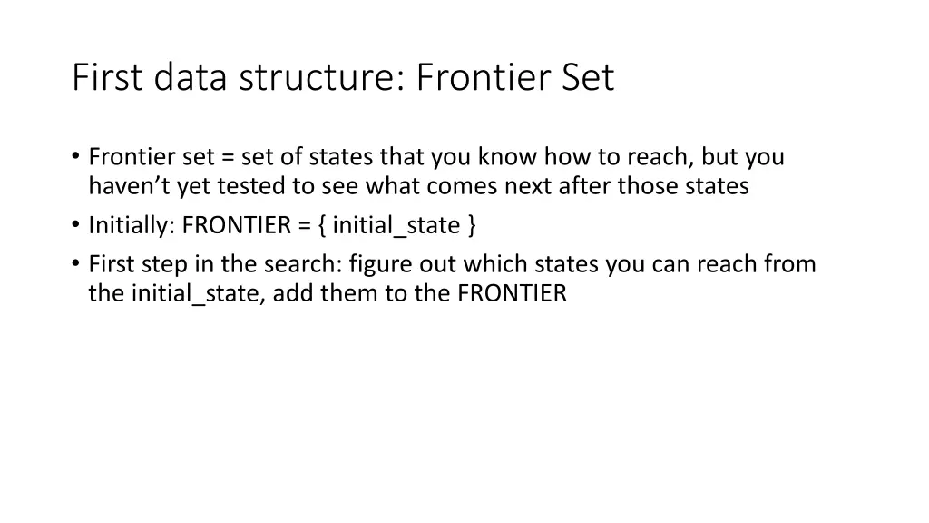 first data structure frontier set