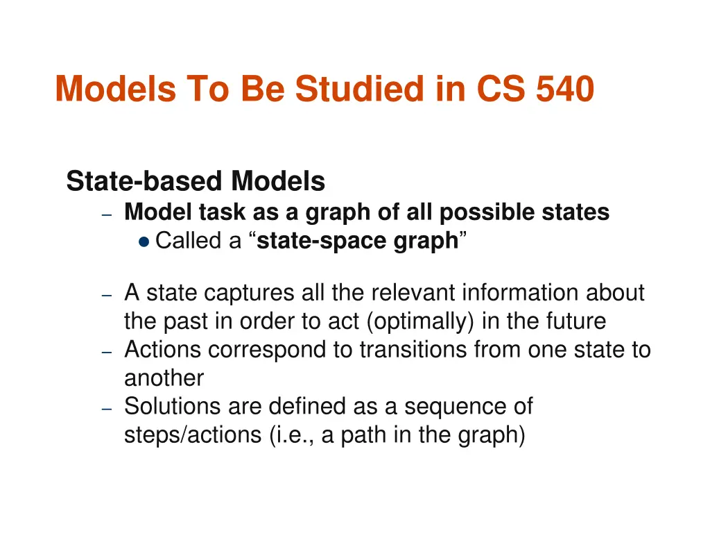 models to be studied in cs 540