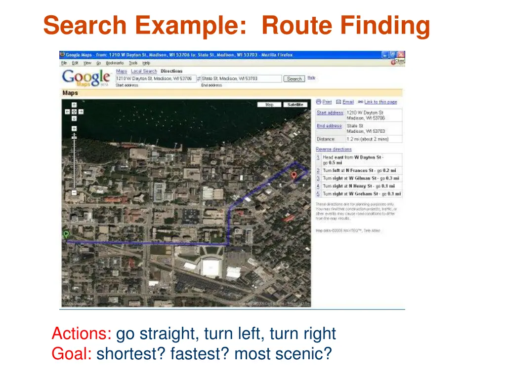 search example route finding