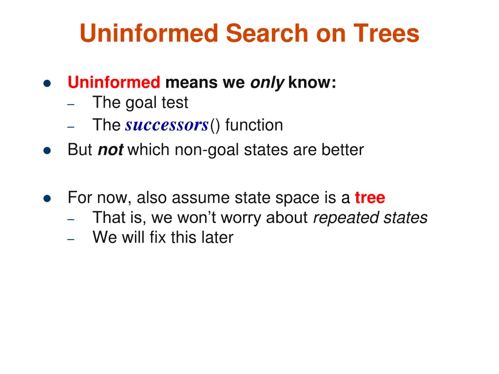uninformed search on trees