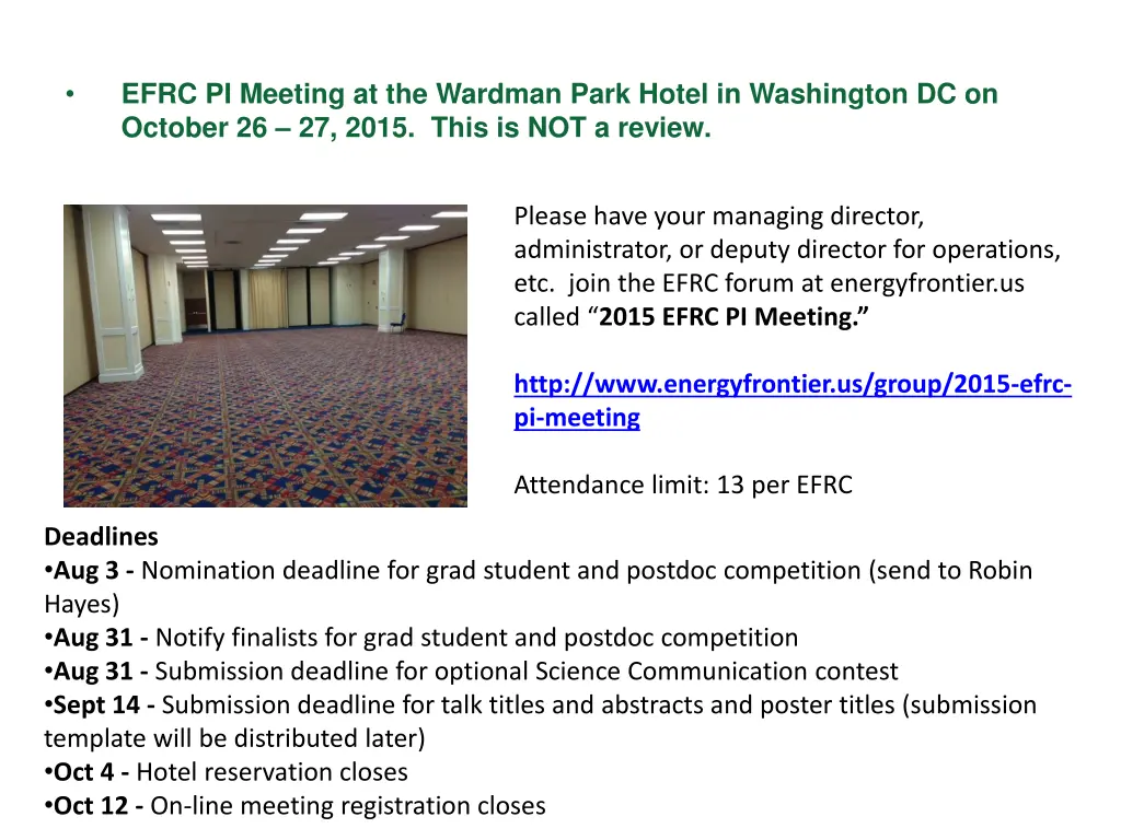 efrc pi meeting at the wardman park hotel