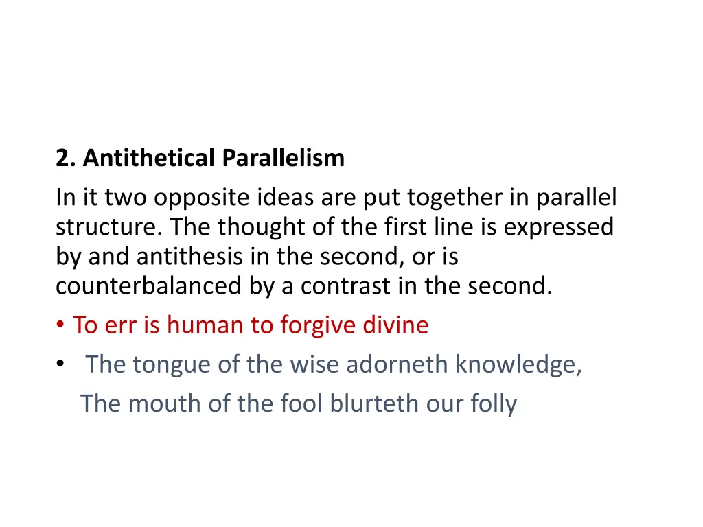 2 antithetical parallelism in it two opposite