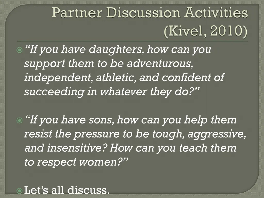 if you have daughters how can you support them
