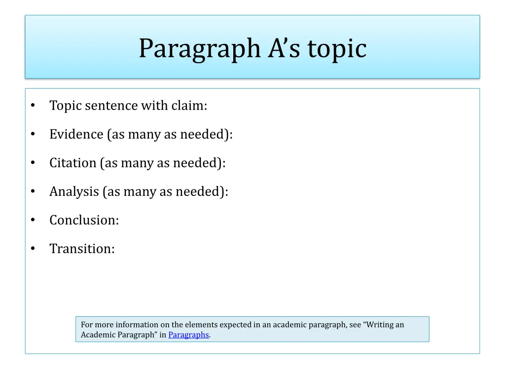 paragraph a s topic