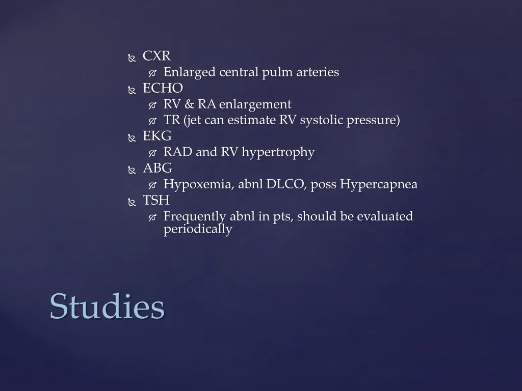 cxr enlarged central pulm arteries echo