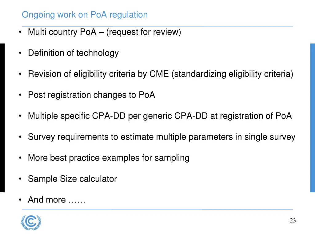 ongoing work on poa regulation