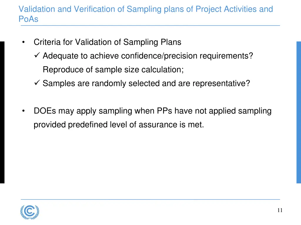 validation and verification of sampling plans
