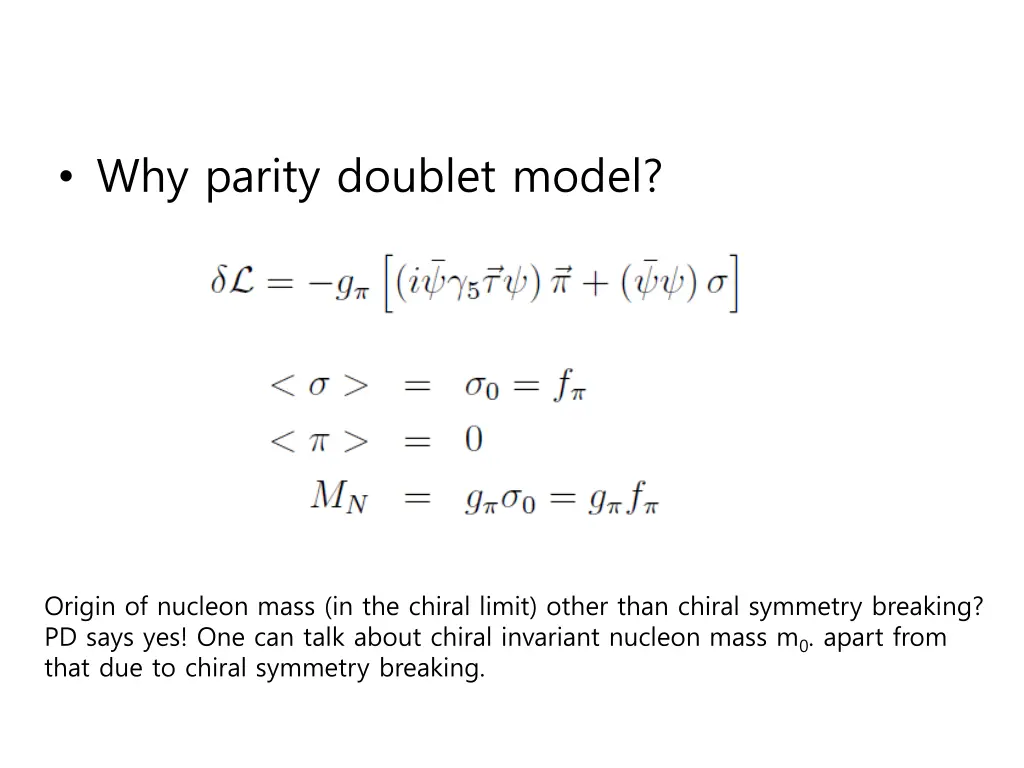 why parity doublet model