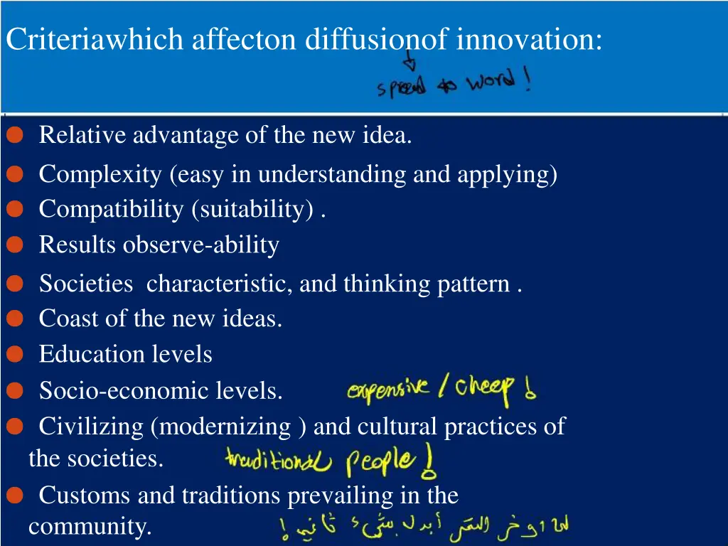 criteriawhich affecton diffusionof innovation