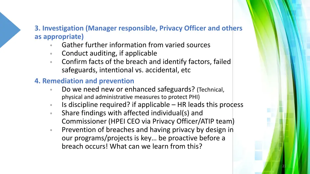 3 investigation manager responsible privacy