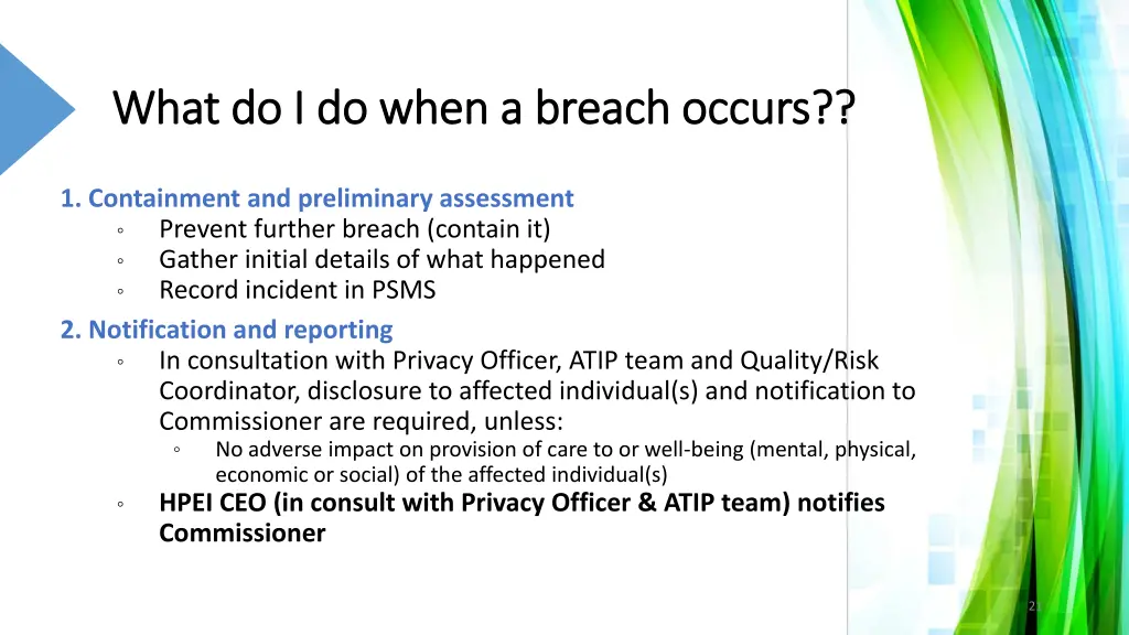what do i do when a breach occurs what