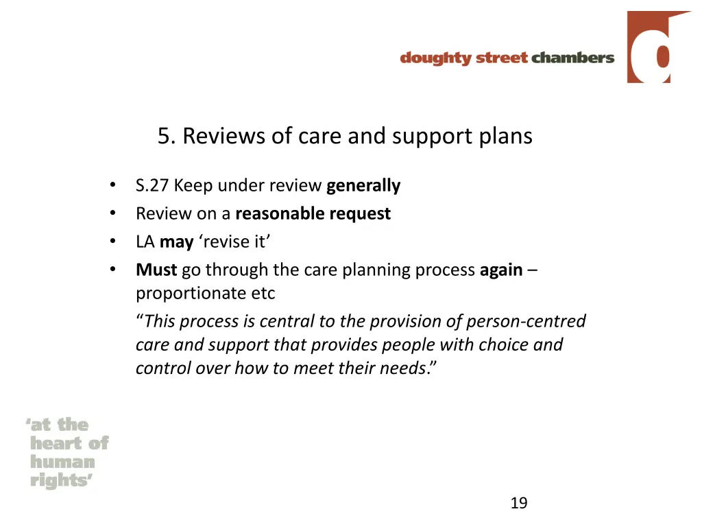 5 reviews of care and support plans