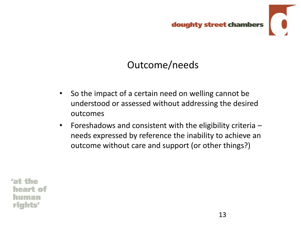 outcome needs