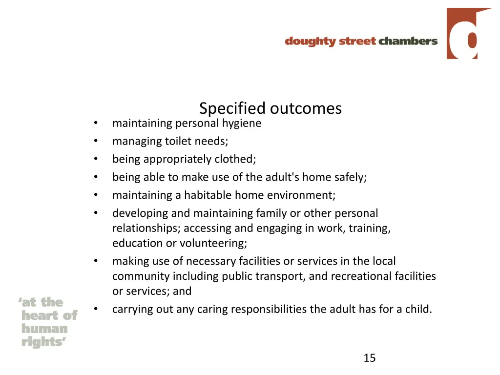 specified outcomes
