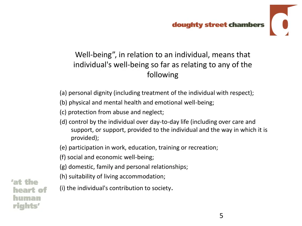 well being in relation to an individual means