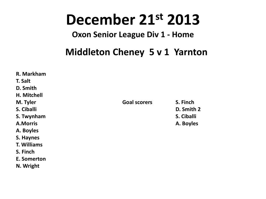 december 21 st 2013 oxon senior league div 1 home