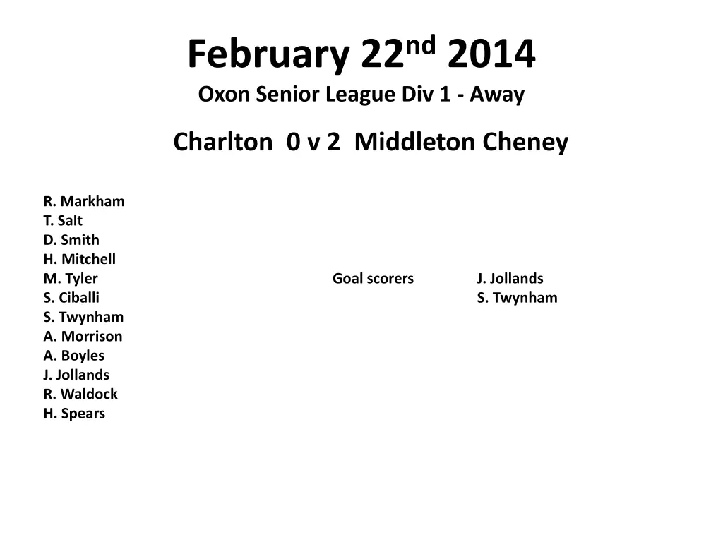 february 22 nd 2014 oxon senior league div 1 away