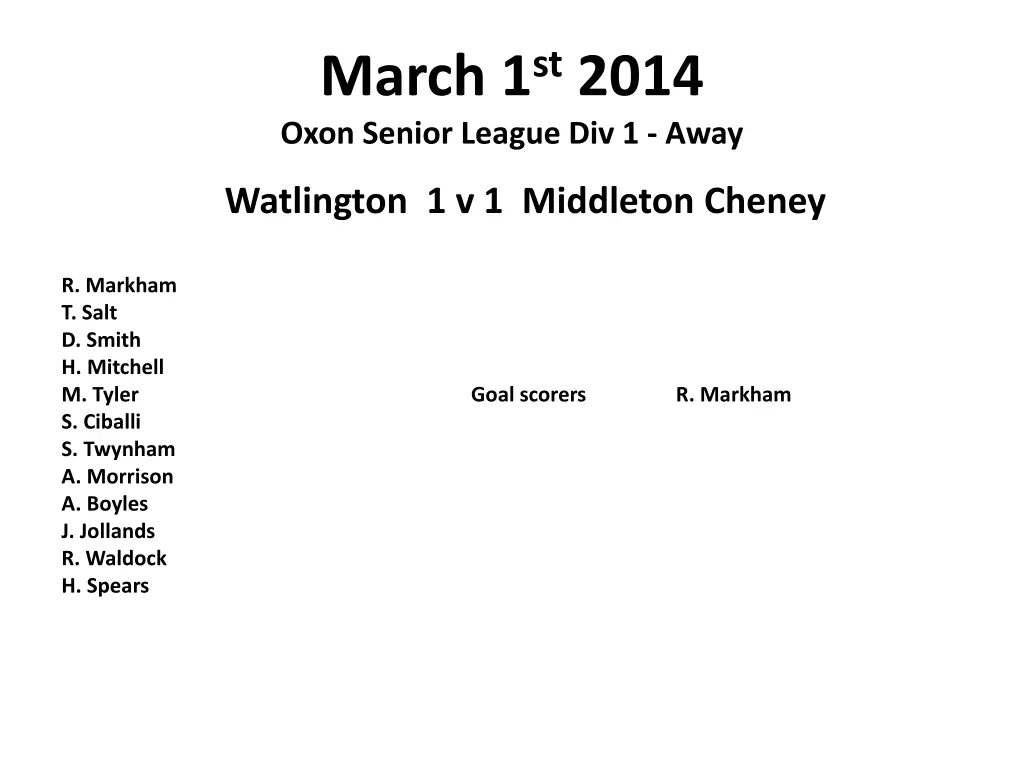 march 1 st 2014 oxon senior league div 1 away