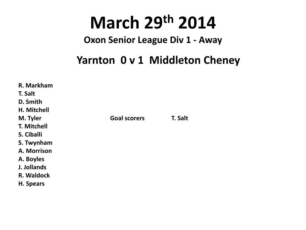 march 29 th 2014 oxon senior league div 1 away