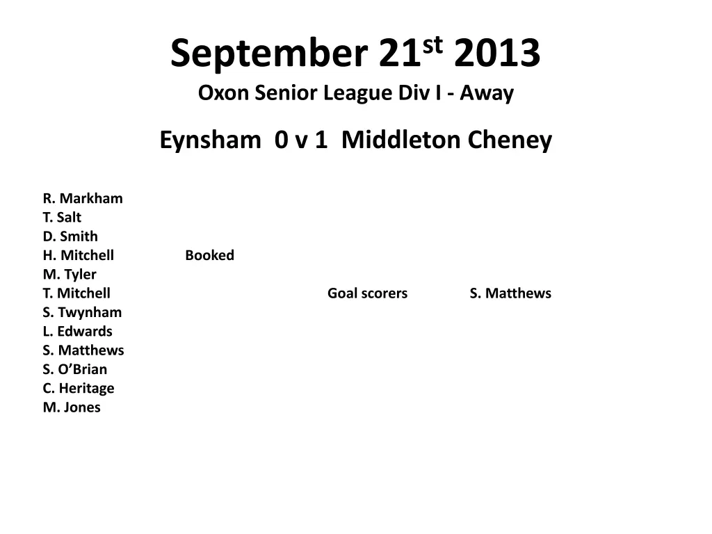 september 21 st 2013 oxon senior league div i away