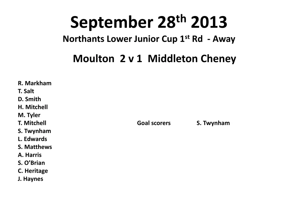 september 28 th 2013 northants lower junior