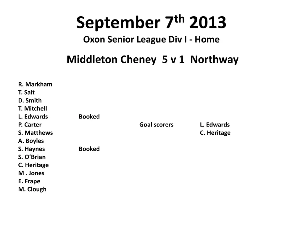 september 7 th 2013 oxon senior league div i home