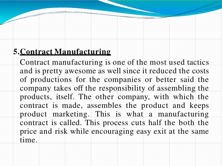 5 contract manufacturing contract manufacturing