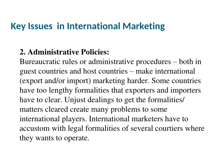 key issues in international marketing 1