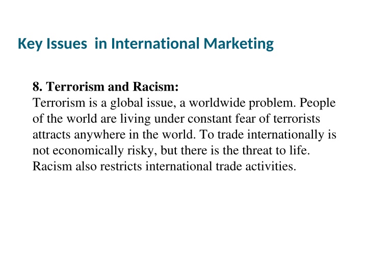 key issues in international marketing 6