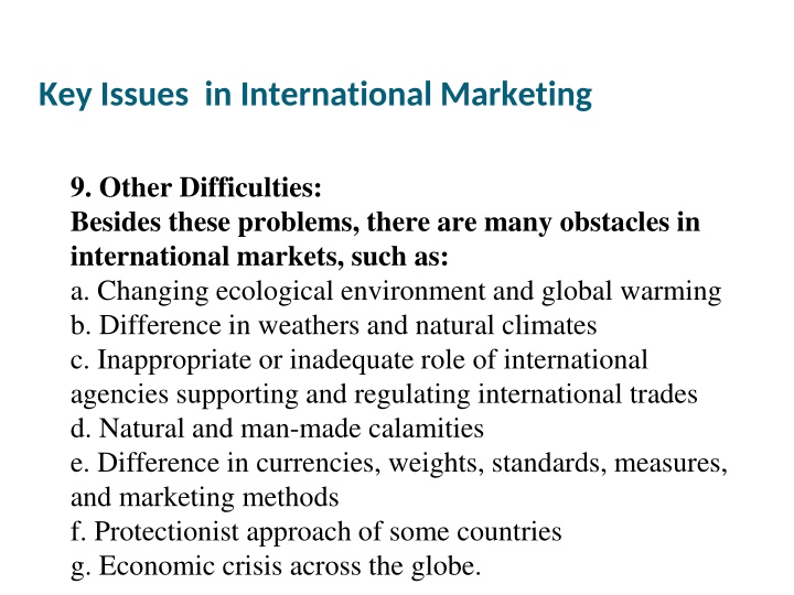 key issues in international marketing 7