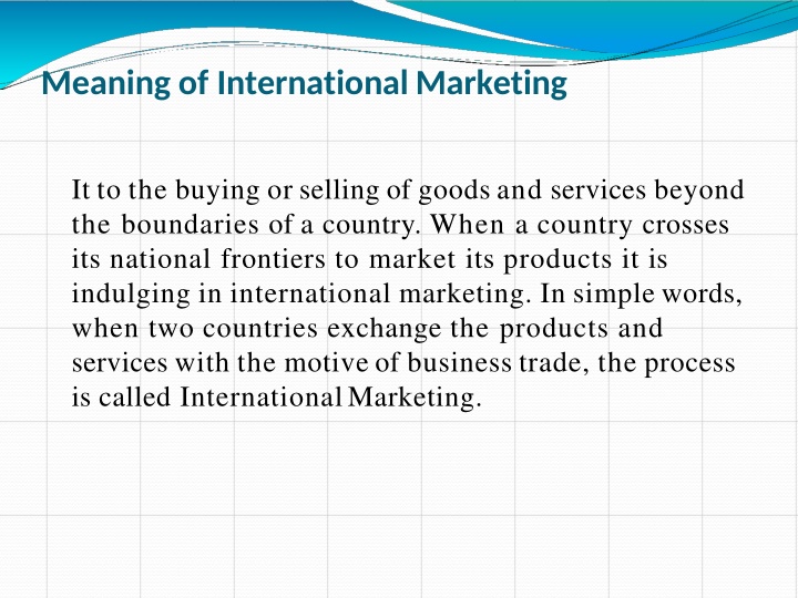 meaning of international marketing