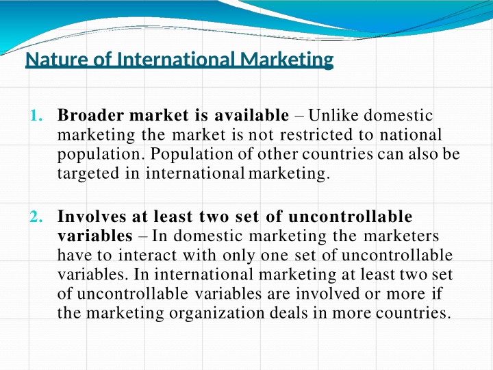 nature of international marketing