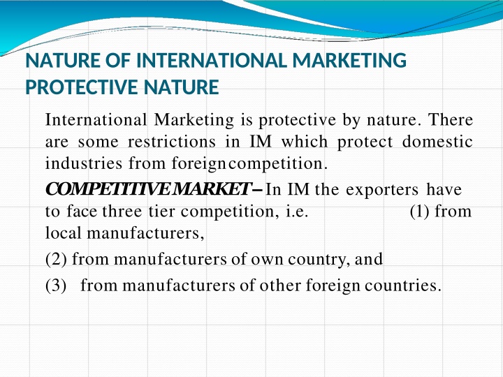 nature of international marketing protective