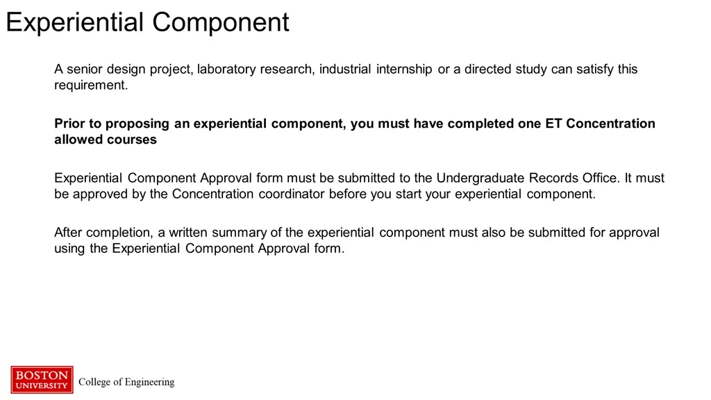 experiential component