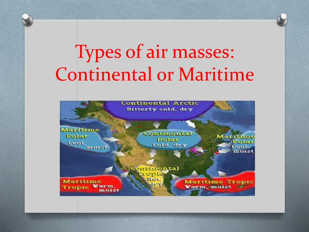 types of air masses continental or maritime